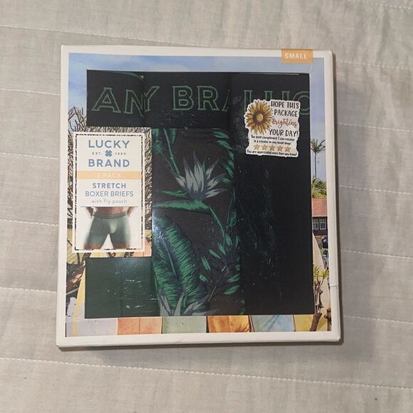 Lucky Brand S 3 pack Stretch SuperSoft Boxer Briefs Tropical Green Teal Navy - Picture 2 of 9